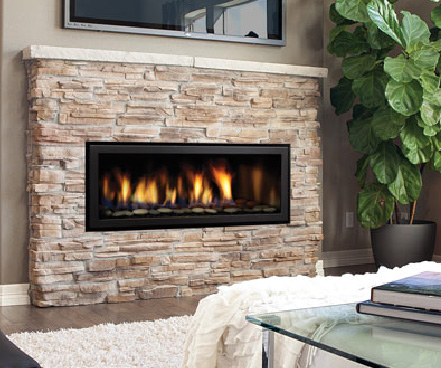 Regency HZ40E contemporary gas fireplace with stone surround