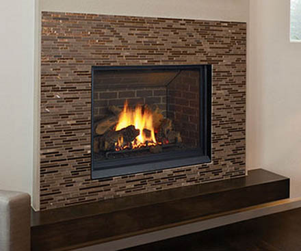Regency B41XTCE traditional large gas fireplace with brown tile surround