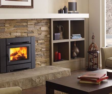 Regency CI1250 Wood Fireplace Insert on stone hearth 