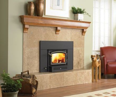 Regency I1200 Wood Fireplace Insert on stone hearth 