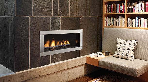 Regency HZ30E has contemporary fireplace with brown tile surround